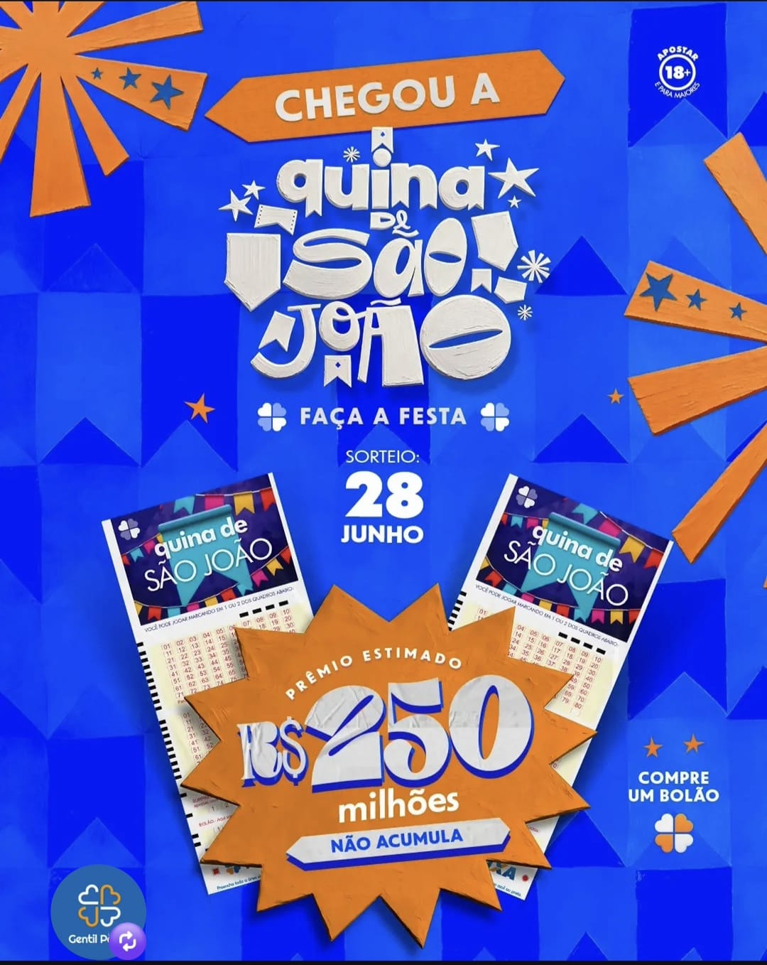 Quina de São João 2026 - R$ 250 milhões - Sorteio 28 de junho